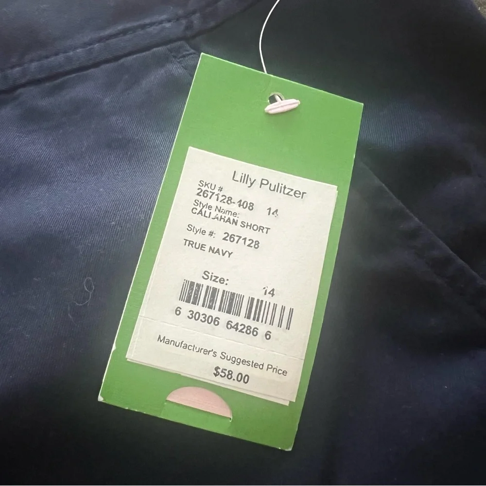 Lilly Pulitzer True Navy Callahan Shorts 100% Cotton - Picture 4 of 4